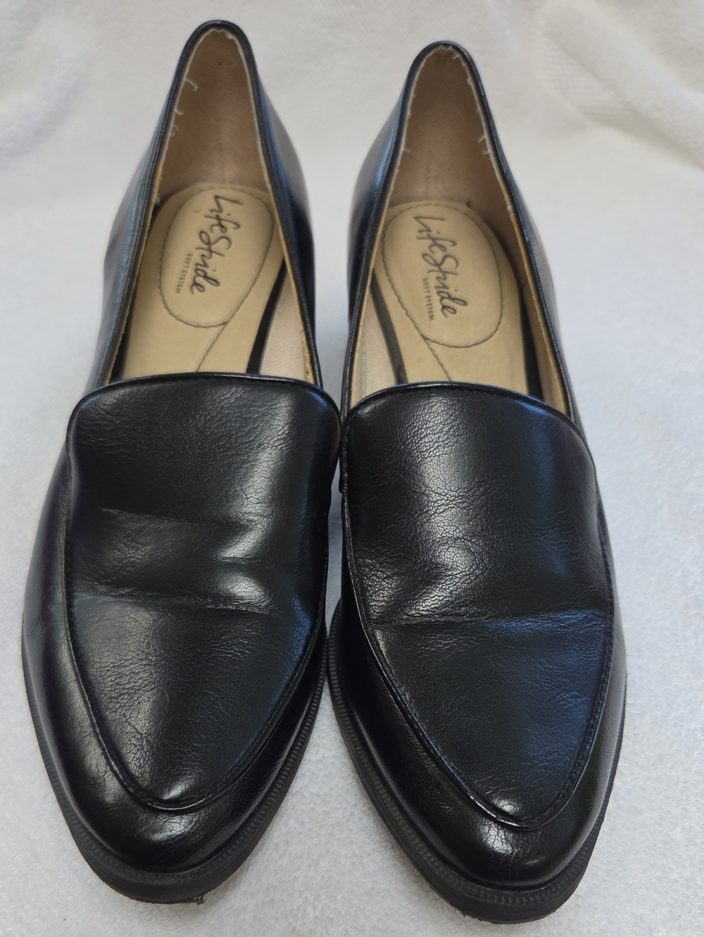 Life Stride Women's Black Leather Slip-On Loafers Sz 8.5